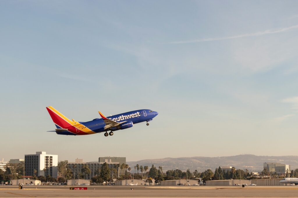 décollage d'un avion de la compagnie américaine Southwest airlines